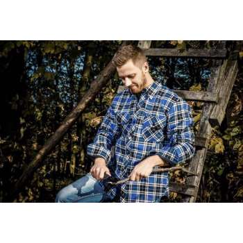 Houthakkershirt, blauw geruit, maat M