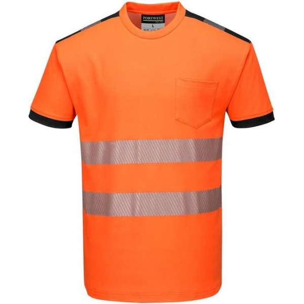 Portwest T181 - Hi-Vis Vision T-shirt - Orange/zwart - R Maat M Portwest T181 - Hi-Vis Vision T-shirt - Orange/zwart - R Maat M