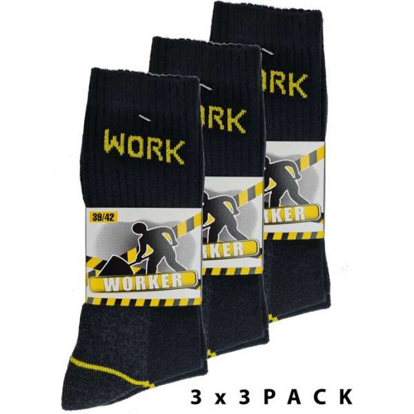 Worker werk sokken - Zware Kwaliteit - 9 Paar - Maat 39-42 Worker werk sokken - Zware Kwaliteit - 9 Paar - Maat 39-42