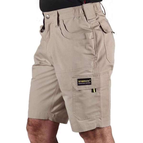 STØRVIK Licht Gewicht Korte Werkbroek Heren Khaki - Maat S - RON STØRVIK Licht Gewicht Korte Werkbroek Heren Khaki - Maat S - RON