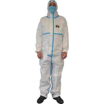 Hightec™ Pharma Coverall, Wegwerp overall, Cat III, Type 4/5/6, Wit, Taped, 65g/m2