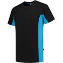 Tricorp T-shirt Bicolor Borstzak 102002 Zwart / Turquoise - Maat 3XL