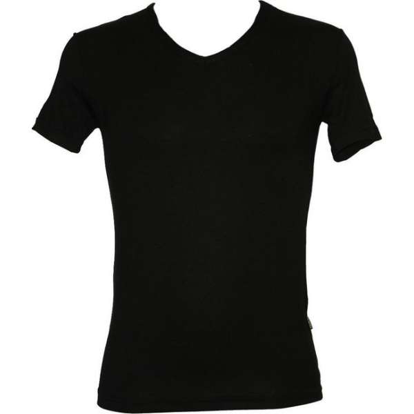 Zwart T-shirt met V-hals voor Heren - Boru Bamboe - Maat S Zwart T-shirt met V-hals voor Heren - Boru Bamboe - Maat S