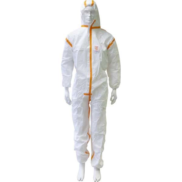 Technosafety Wegwerp Overall - Categorie 3 - Type 4/5/6 - Anti Statisch - Wit/Oranje - Maat XXL Technosafety Wegwerp Overall - Categorie 3 - Type 4/5/6 - Anti Statisch - Wit/Oranje - Maat XXL