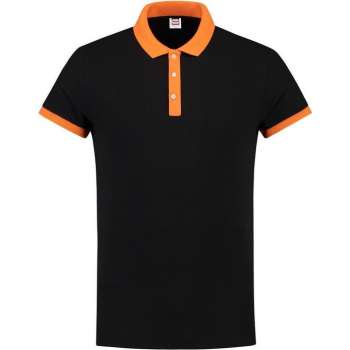 Tricorp Poloshirt bi-color fitted - Casual - 201002 - Zwart-Oranje - maat XXXL