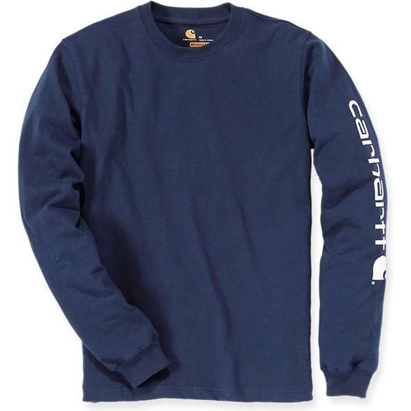 Carhartt EK231 Signature Sleeve Logo Longsleeve T-Shirt - Relaxed Fit - Navy - XL Carhartt EK231 Signature Sleeve Logo Longsleeve T-Shirt - Relaxed Fit - Navy - XL