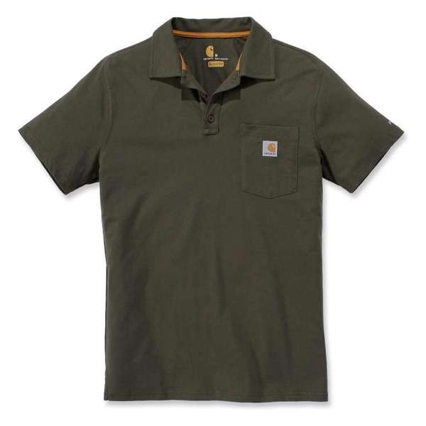Carhartt 103569 Force Cotton Delmont Pocket Polo - Relaxed Fit - Moss - M Carhartt 103569 Force Cotton Delmont Pocket Polo - Relaxed Fit - Moss - M