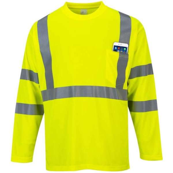 Hi-Vis T-shirt geel met lange mouw en reflectie strepen maat 4XL Hi-Vis T-shirt geel met lange mouw en reflectie strepen maat 4XL