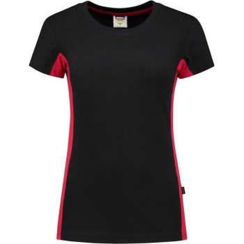 Tricorp t-shirt bi-color Dames - 102003 - zwart / rood - maat M