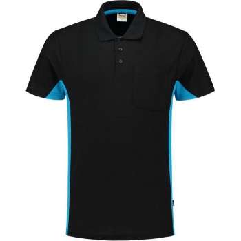Tricorp Poloshirt Bicolor Borstzak 202002 Zwart / Turquoise - Maat 5XL