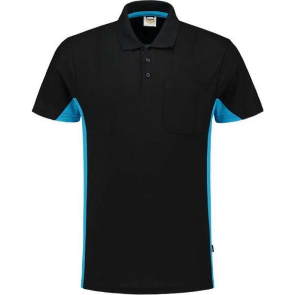 Tricorp Poloshirt Bicolor Borstzak 202002 Zwart / Turquoise - Maat 5XL Tricorp Poloshirt Bicolor Borstzak 202002 Zwart / Turquoise - Maat 5XL