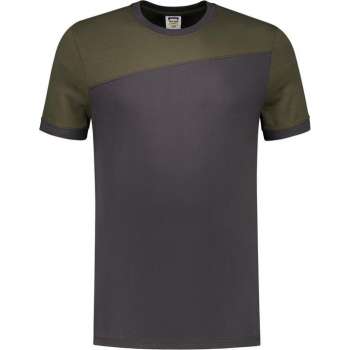 Tricorp T-shirt Bicolor Naden 102006 Donkergrijs / Army  - Maat 4XL