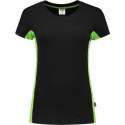 Tricorp T-shirt Bi-color Dames - 102003 - zwart / lime - maat XS