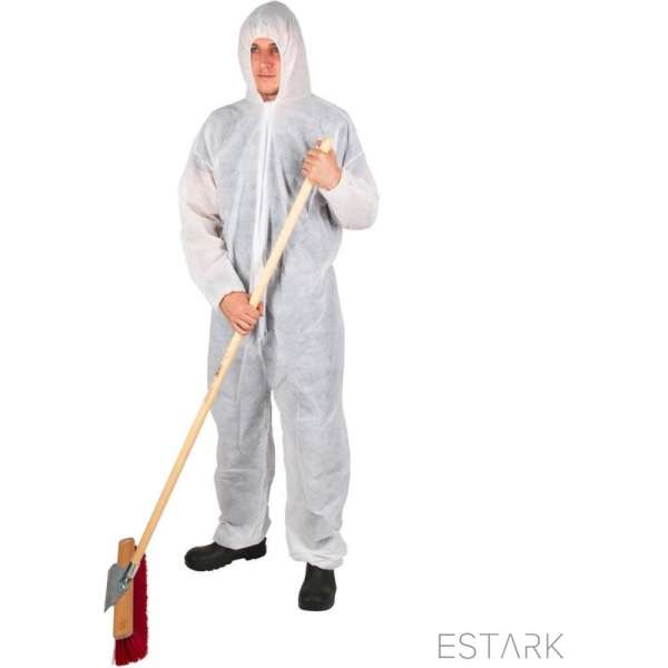 ESTARK Wegwerp Overall Wit - Witte Wegwerpoverall - Overal - Wit pak - Coverall - Wit - One size - 1 Stuk ESTARK Wegwerp Overall Wit - Witte Wegwerpoverall - Overal - Wit pak - Coverall - Wit - One size - 1 Stuk