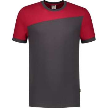 Tricorp T-shirt Bicolor Naden 102006 Donkergrijs / Rood - Maat XXL