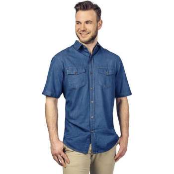Jeans shirt Denver, halve mouw, kleur indigo, maat 3XL