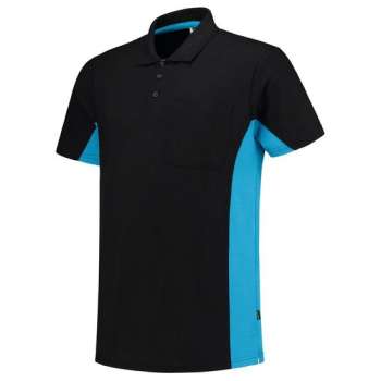 Tricorp Poloshirt Bicolor Borstzak 202002 Zwart / Turquoise - Maat S
