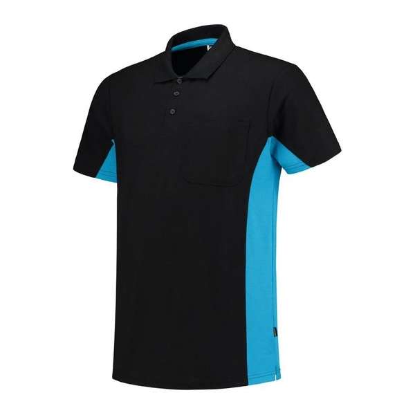Tricorp Poloshirt Bicolor Borstzak 202002 Zwart / Turquoise - Maat S Tricorp Poloshirt Bicolor Borstzak 202002 Zwart / Turquoise - Maat S