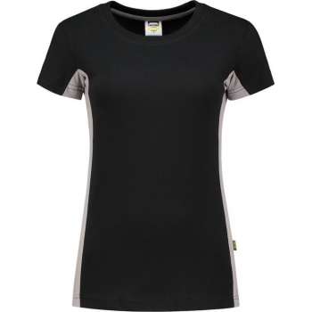 Tricorp T-shirt Bi-color Dames - 102003 - zwart / grijs - maat L