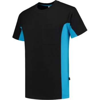 Tricorp T-shirt Bicolor Borstzak 102002 Zwart / Turquoise - Maat M
