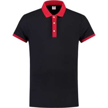 Tricorp Poloshirt bi-color fitted - Casual - 201002 - Navy-Rood - maat 5XL