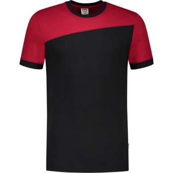 Tricorp T-shirt Bicolor Naden 102006 Zwart / Rood - Maat XS