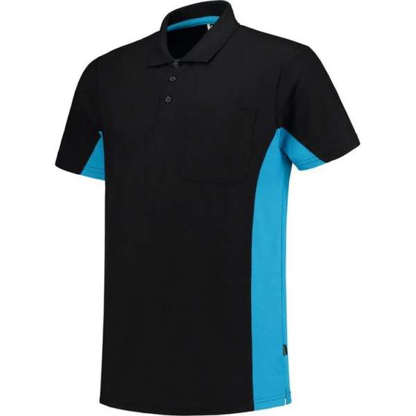 Tricorp Poloshirt Bicolor Borstzak 202002 Zwart / Turquoise - Maat XL Tricorp Poloshirt Bicolor Borstzak 202002 Zwart / Turquoise - Maat XL