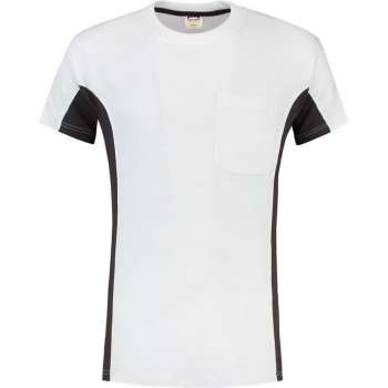 Tricorp T-shirt Bicolor Borstzak 102002 Wit / Donkergrijs  - Maat 3XL
