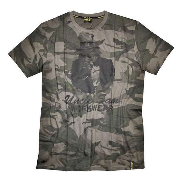 Uncle Sam WORKWEAR T-shirt met ronde hals en opdruk antraciet/zwart maat XL Uncle Sam WORKWEAR T-shirt met ronde hals en opdruk antraciet/zwart maat XL