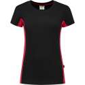 Tricorp t-shirt bi-color Dames - 102003 - zwart / rood - maat XS