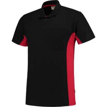 Tricorp poloshirt - 202002 bi-color - Zwart / Rood - Maat XL