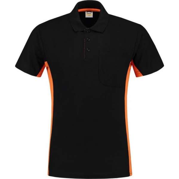 Tricorp poloshirt - 202002 bi-color - Zwart / Oranje - Maat 7XL