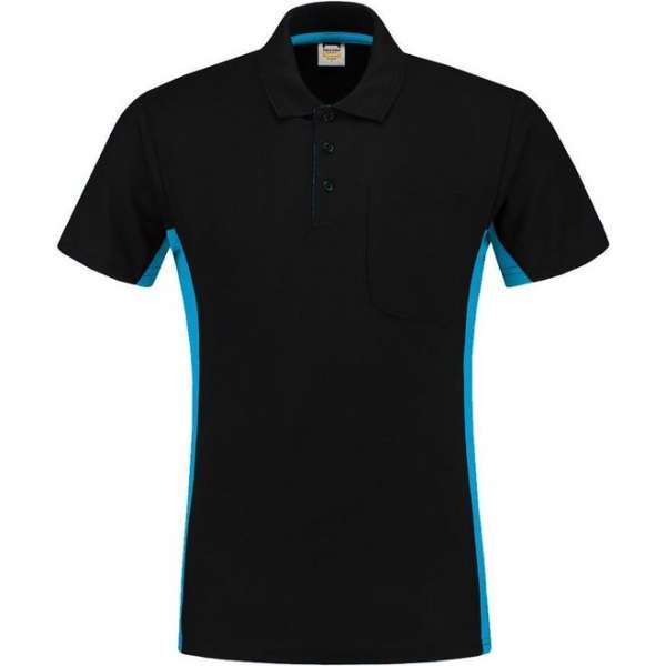 Tricorp 202002 Poloshirt Zwart Turquoise maat 7XL Tricorp 202002 Poloshirt Zwart Turquoise maat 7XL