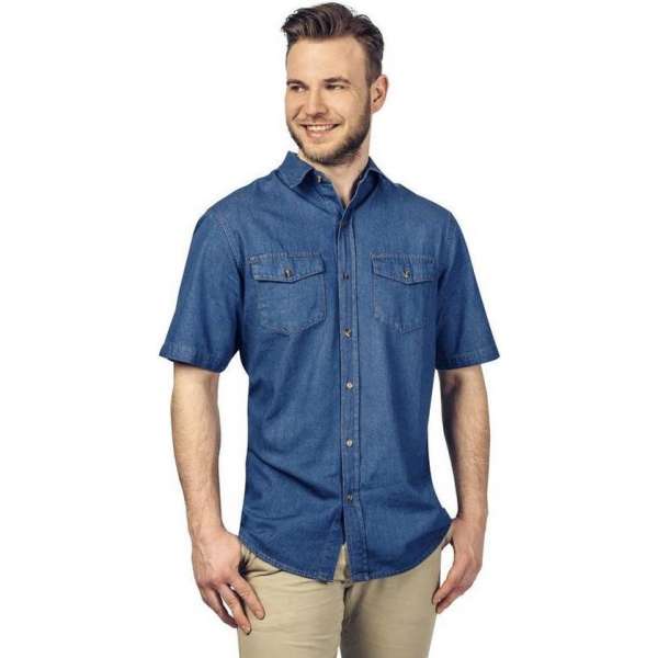 Jeans shirt Denver, halve mouw, kleur indigo, maat XL Jeans shirt Denver, halve mouw, kleur indigo, maat XL