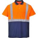 Poloshirt Oranje / Blauw hogezichtbaarheid Maat L