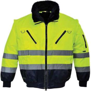 Pilotjack 3in1 Geel/blauw met reflectiestrepen Portwest PJ50.