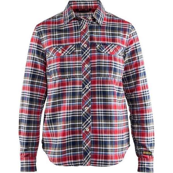 Blåkläder 3209-1137 Dames overhemd flanel Marineblauw/Rood maat XS