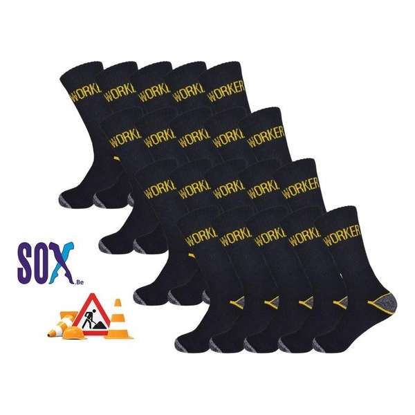 Work SOX 20 PACK Multipack Werksokken Katoen Sterk Absorberend Ademend met Comfortboord Zwart 43/46 Work SOX 20 PACK Multipack Werksokken Katoen Sterk Absorberend Ademend met Comfortboord Zwart 43/46
