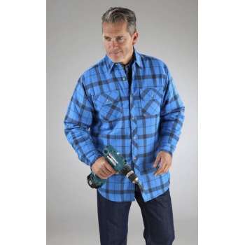 Houtsnijders- flanellen hemd, kleur blauw/gecheckt, maat 3XL