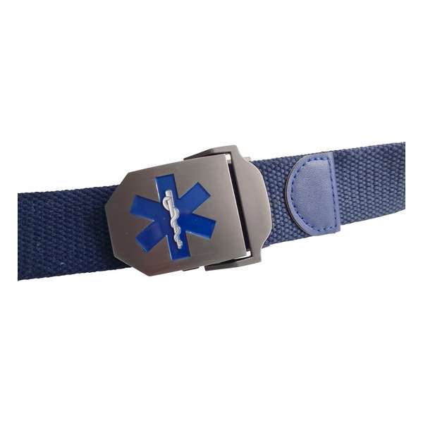 ‘tactische’ broeksriem met Star of Life logo BLAUW model 'Luxe' ‘tactische’ broeksriem met Star of Life logo BLAUW model 'Luxe'