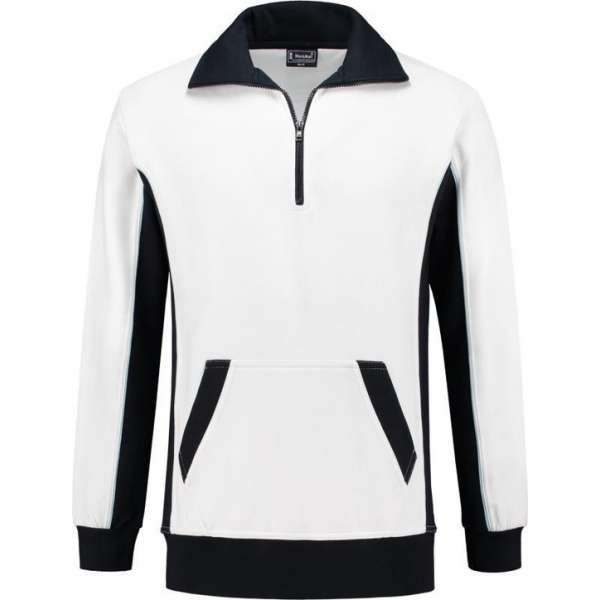 Workman Zipper Sweater Bi-Colour - 2701 wit/navy - Maat M Workman Zipper Sweater Bi-Colour - 2701 wit/navy - Maat M