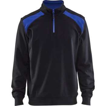 Blåkläder 3353-1158 Sweater halve rits Zwart/Korenlblauw maat L