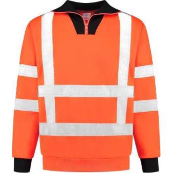 EM Traffic Zip sweater met col RWS - Fluor oranje - maat 5XL