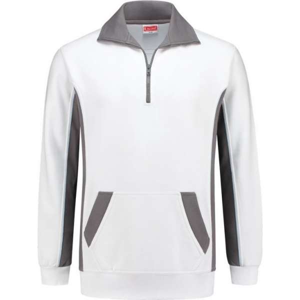 Workman Zipper Sweater Bi-Colour - 2708 wit/grijs - Maat S