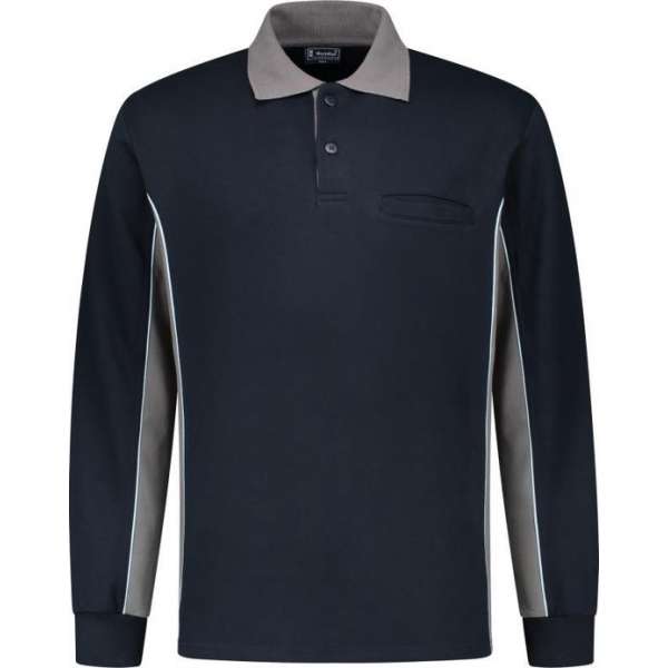 Workman Polosweater Bi-Colour - 2402 navy / grijs - Maat S Workman Polosweater Bi-Colour - 2402 navy / grijs - Maat S