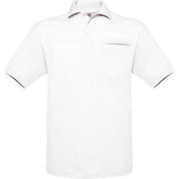 Polo B&C Safran Pocket Kleur White Maat XL (onbedrukt - 2 stuks)