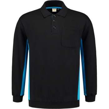 Tricorp Polo Sweater Bicolor Borstzak 302001 Zwart / Turquoise - Maat 5XL