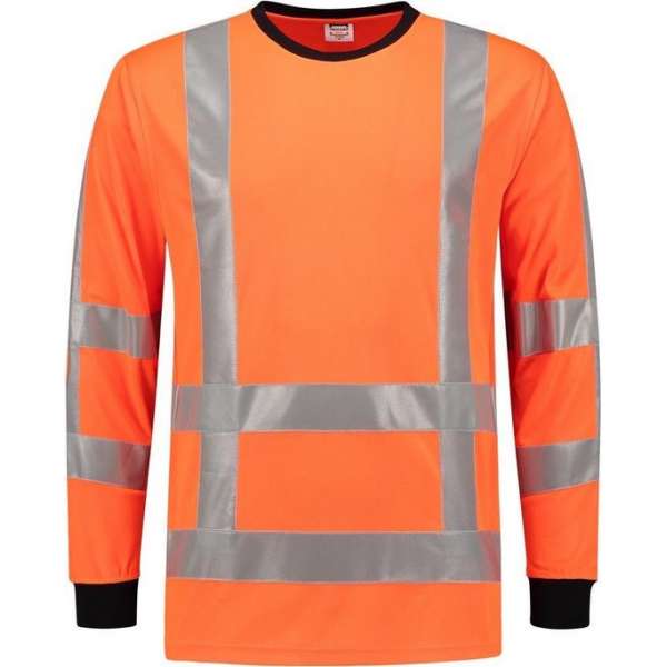 Tricorp T-shirt RWS Birdseye Lange Mouw 103002 Fluor Oranje  - Maat S
