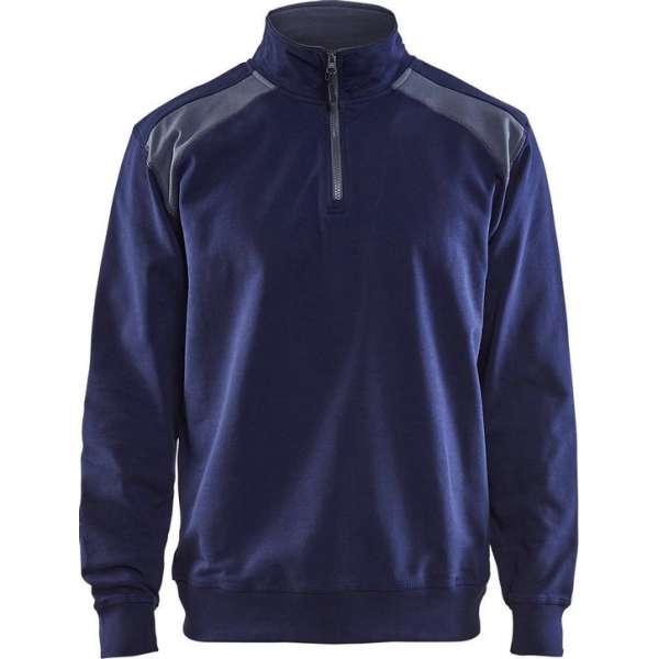 Blåkläder 3353-1158 Sweater halve rits Marineblauw/Grijs maat S