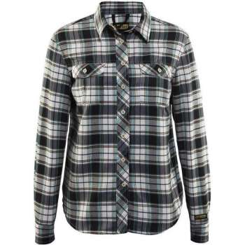 Blåkläder 3209-1136 Dames overhemd flanel Check Black/Off White maat XXXL